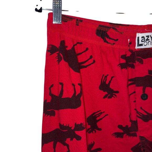 Lazy One Red Moose Print Pajama Pants Elastic Waist Cotton Lounge Wear Unisex L - Picture 2 of 6